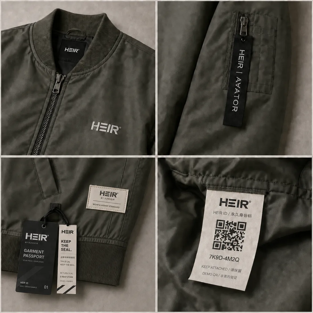 Sewn-in labels with the product passport code